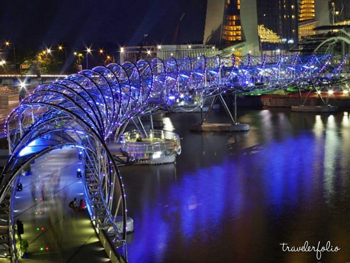 Helix bridge at night