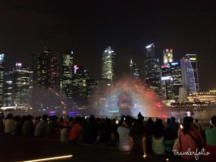 light and water show at Marina Bay Sands